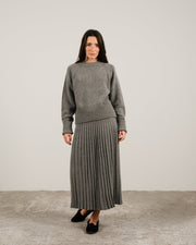 Cashmere Mix Roll-Up Cuff Crewneck