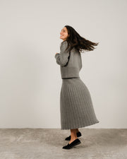 Cashmere Mix Roll-Up Cuff Crewneck