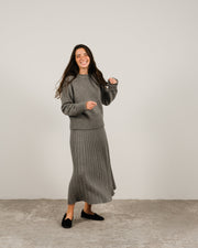 Cashmere Mix Roll-Up Cuff Crewneck