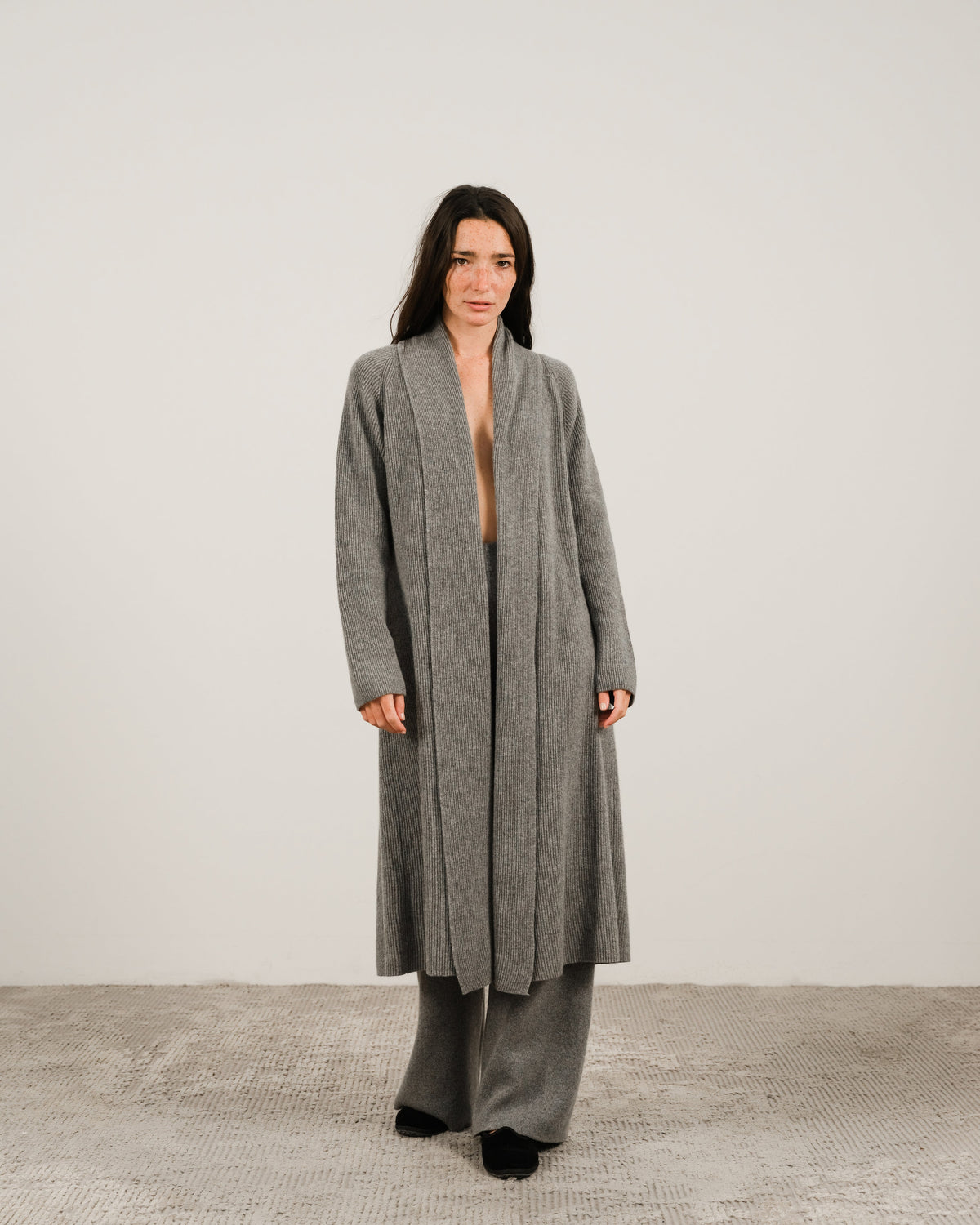 Cashmere Mix Shawl Collar Maxi Cardigan