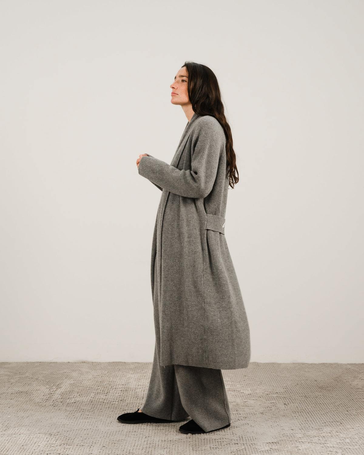 Cashmere Mix Shawl Collar Maxi Cardigan