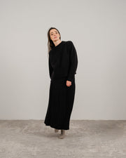 Cashmere Mix Roll-Up Cuff Crewneck