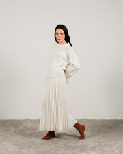 Cashmere Mix Roll-Up Cuff Crewneck
