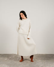 Cashmere Mix Roll-Up Cuff Crewneck