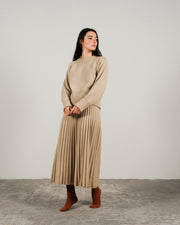 Cashmere Mix Roll-Up Cuff Crewneck