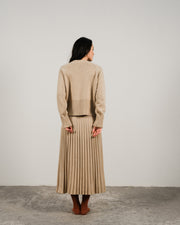 Cashmere Mix Roll-Up Cuff Crewneck