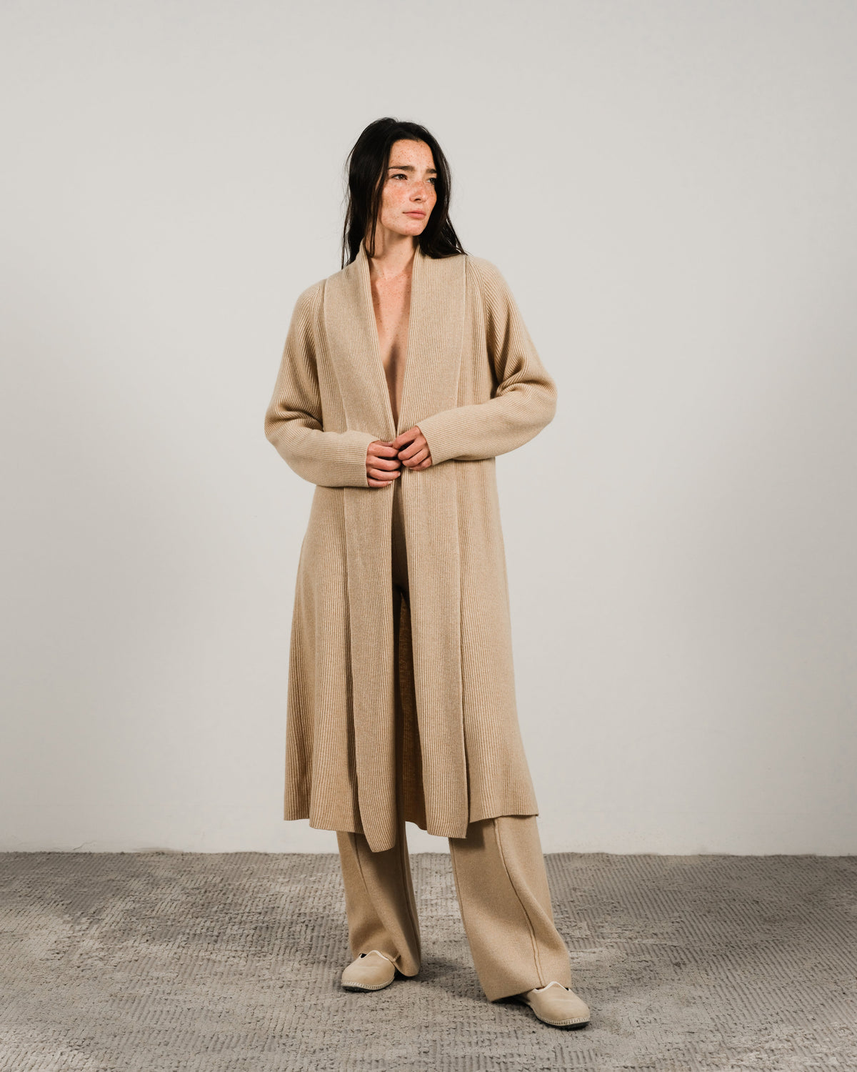 Cashmere Mix Shawl Collar Maxi Cardigan