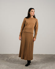 Cashmere Mix Roll-Up Cuff Crewneck