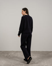 Cashmere Mix Roll-Up Cuff Crewneck