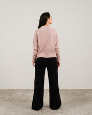 Cashmere Mix Roll-Up Cuff Crewneck