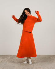 Cashmere Mix Roll-Up Cuff Crewneck