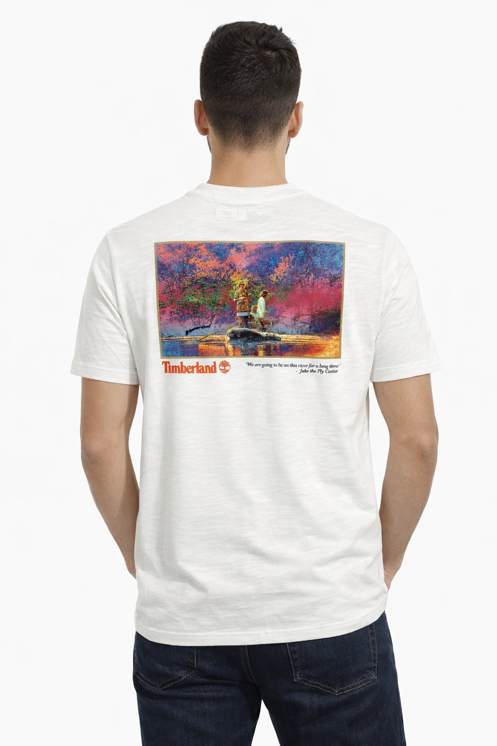 Timberland T-shirt manica corta da uomo con stampa Fishing TB0A5MPG 100 bianca