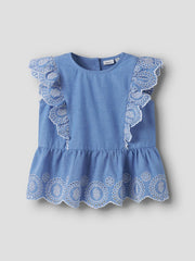 Name It Top Bimba NMFFERMA CAPSL 13254683 Purple Impression | Chambray Broderie