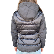 Yes Zee giubbino con cappuccio da donna trapuntato con finto gilet J045 0801 nero