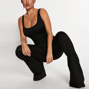 Women's Solid Color Slim Fit Backless Sleeveless Shoulder Strap Jumpsuit