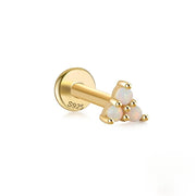 S925 Sterling Silver Opal Flat Head Internal Thread Piercing Cartilage Stud Earrings