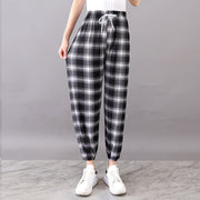 Women's Plus-sized Ice Silk Elastic Pants Cropped Straight