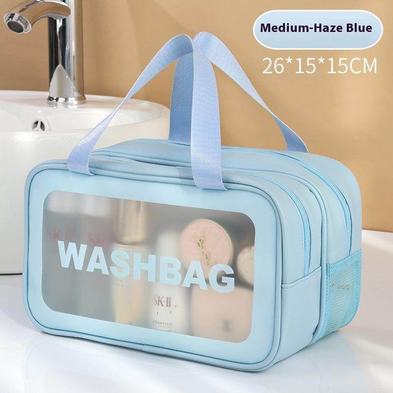 Dry Wet Separation Double-layer Transparent Pu Cosmetic Bag Portable Wash Bag