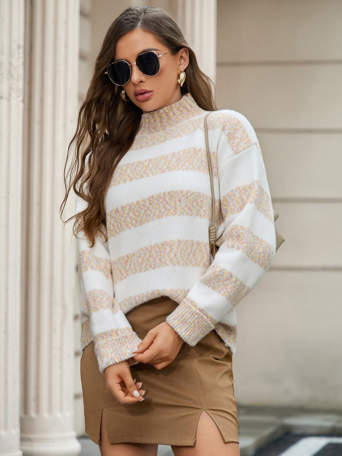 Striped Contrast Color Chenille Versatile Top