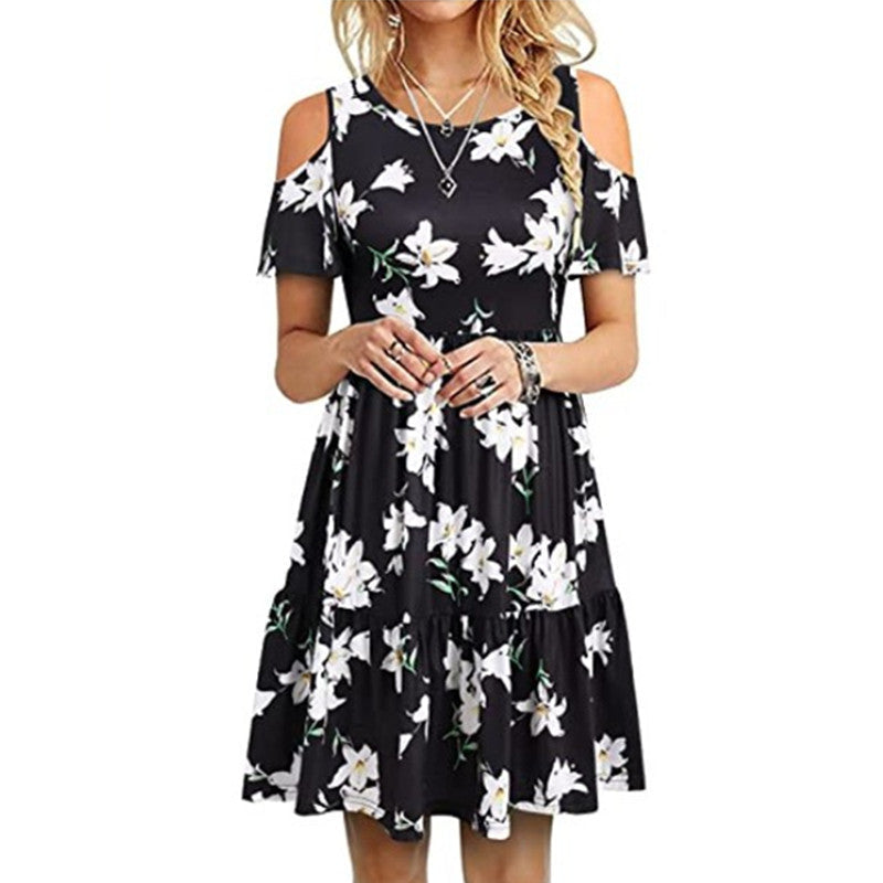 Women's Fashion Short Sleeve Off-shoulder Dress