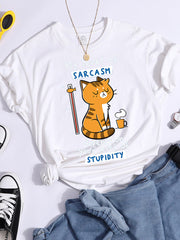 Pattern T-shirt Fashionable Printed Fashion Loose T-shirt Cat