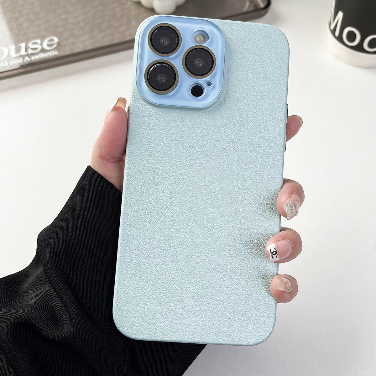 Solid Color Lychee Pattern Phone Case