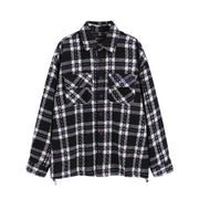 Plaid Spider Embroidery Button Loose Lapels Jacket