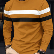 Men's Striped Color Blocking Sweatshirt, Casual Trendy Long Sleeve Sports Pullover As Gift