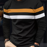 Men's Striped Color Blocking Sweatshirt, Casual Trendy Long Sleeve Sports Pullover As Gift