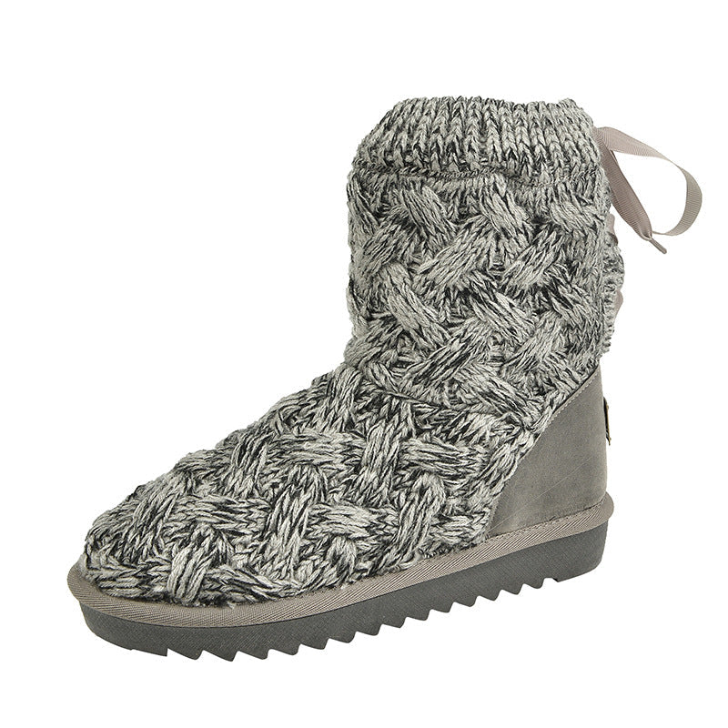 Snow Boots Women's Wool Strap Round Toe