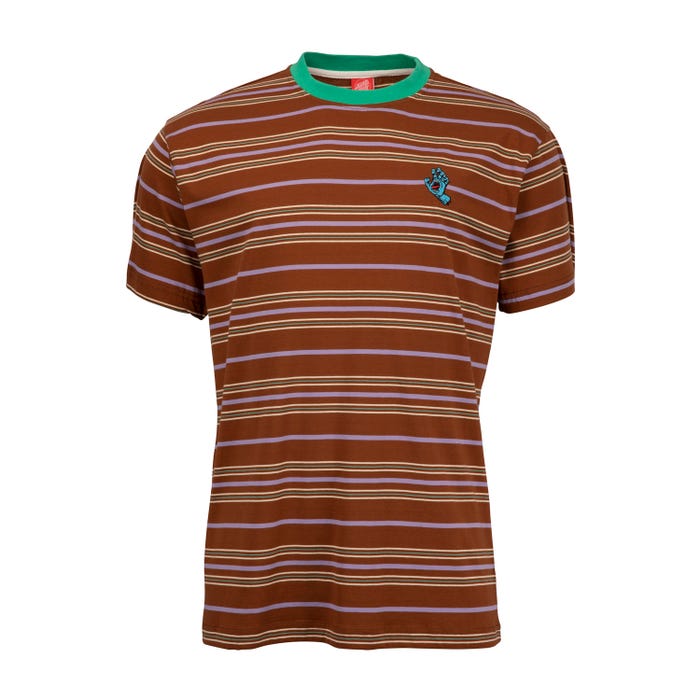 Santa Cruz Mini Hand Stripe T-shirt uomo manica corta a righe seppia