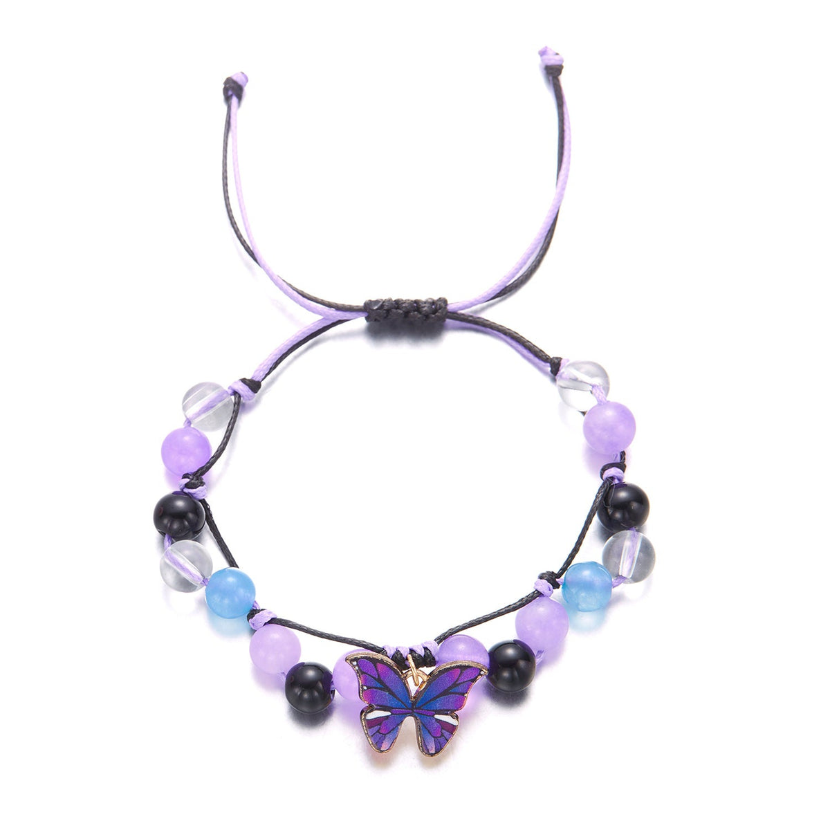 Butterfly Bracelet Colored Stone Beaded Women's