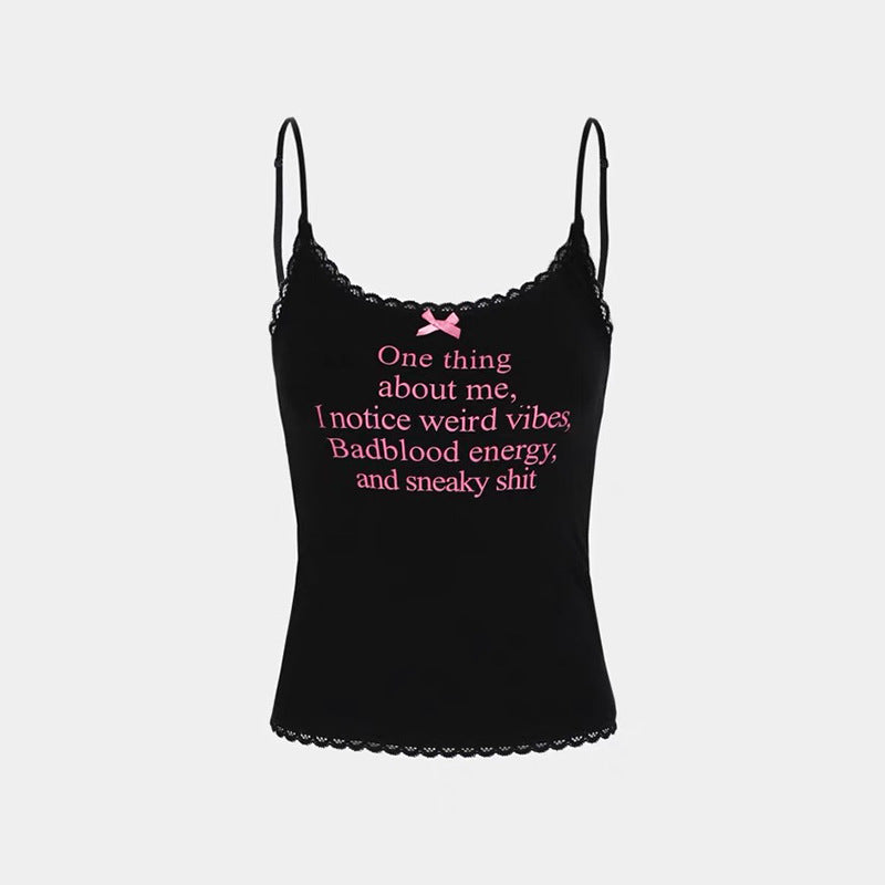 Sweet And Spicy Bow Lace Edge Pure Desire Niche Top