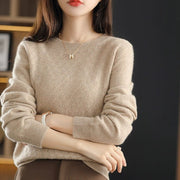 Pure Wool Sweater Women's Round Neck Pullover Loose
