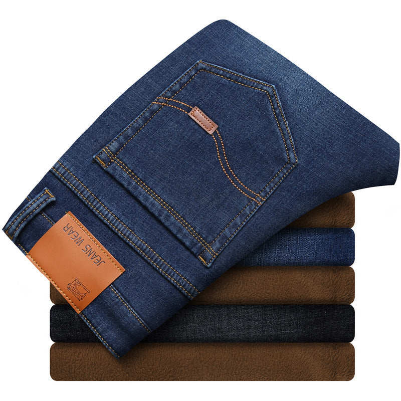 Men's Fashion Casual Stretch Fleece Jeans