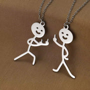 Cute Cartoon Stickman Pendant Stainless Steel Necklace
