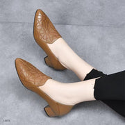 Soft Bottom Pointed Toe Pumps Women's Mid Heel