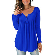 Women's Printed Plus Size Deep V Pullover T-shirt