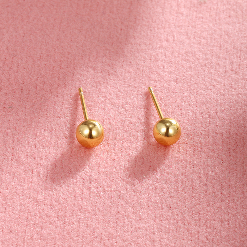 Copper-plated Gold Frosted Glossy Round Mini Ear Studs