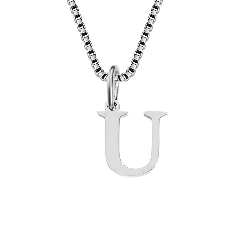 26 English Letter Necklace Titanium Steel Women's