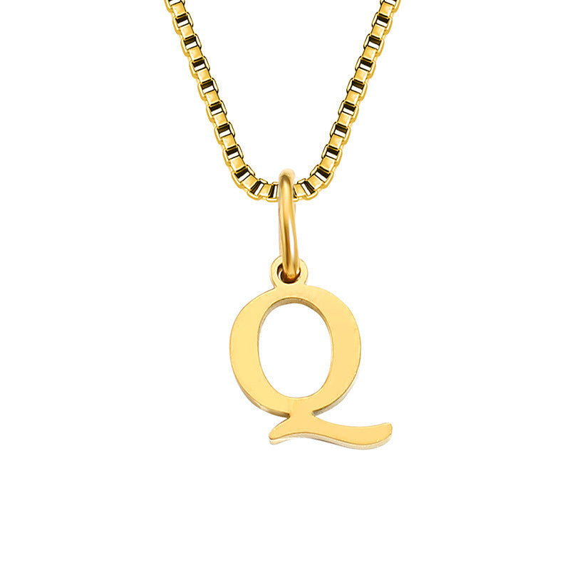 26 English Letter Necklace Titanium Steel Women's