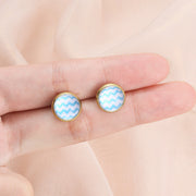 Simple Exquisite Button Stud Earrings Round Hexagonal