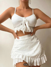 Women's Split Hip Skirt Swimsuit Three-piece Bikini