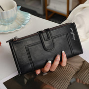 Classic Solid Color Long Clutch Wallet, Versatile Lightweight Coin Purse, Minimalist Retro Style Purse