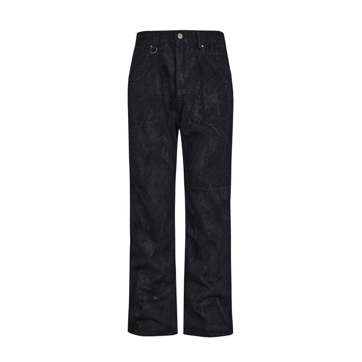 Handheld Brush Distressed Straight Jeans