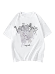 Women's Short Sleeve Letter T-shirt Printed Pattern Casual Loose Short Sleeves Pullover Base Round Neck