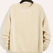 Men's Casual Crew Neck Sweatshirt Solid Color Loose Fit Polyester Knit Slight Stretch Active Pullover