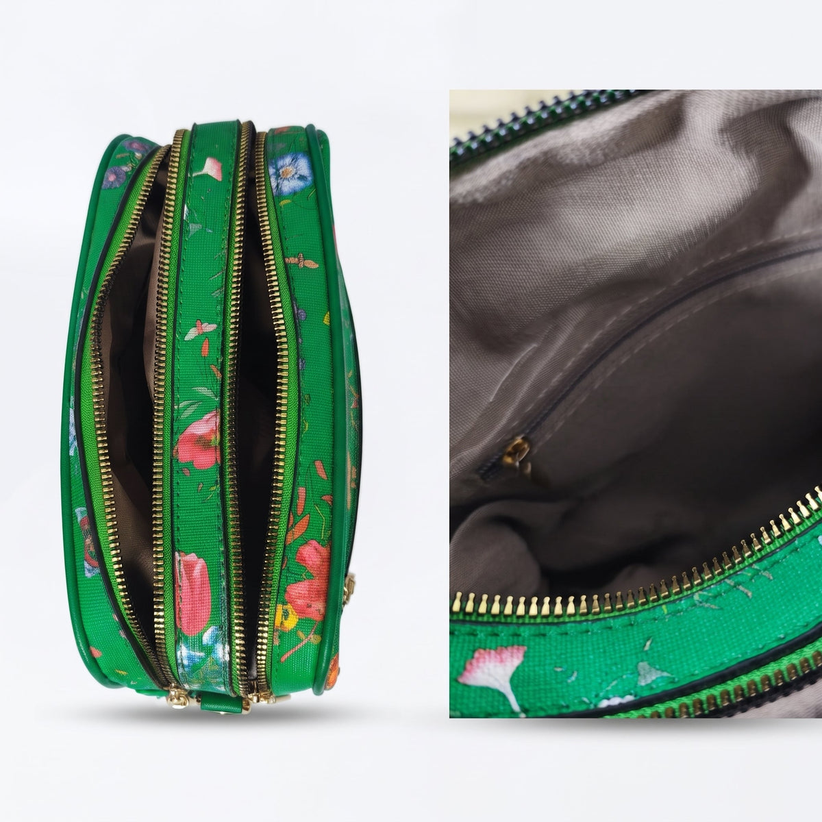 Flora Borsa con Stampa Floreale Verde