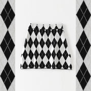 High Waist Slim-fit Slimming Rhombic Woolen Knitted A- Line Skirt