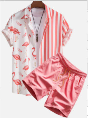 Women's 3D Digital Letter Print Short-sleeve Shirt Shorts Suit